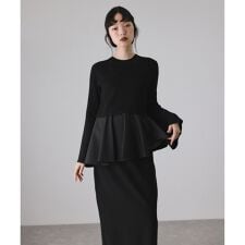 アダムエロペ(ADAM ET ROPE')の【サステナブル】ペプラムコンビニットワンピース/オケージョン対応