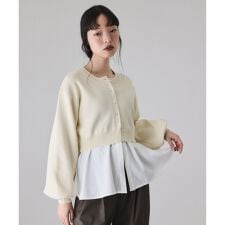 アダムエロペ(ADAM ET ROPE')の【サステナブル】フレアヘムシャツコンビカーディガン