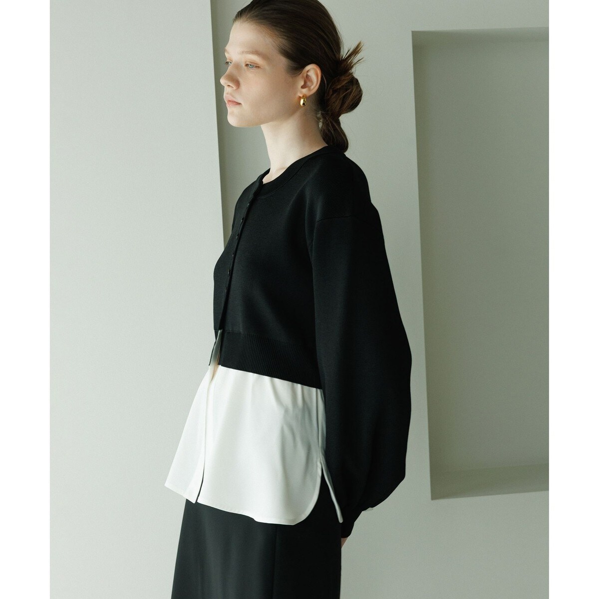 サステナブル】フレアヘムシャツコンビカーディガン | アダムエロペ