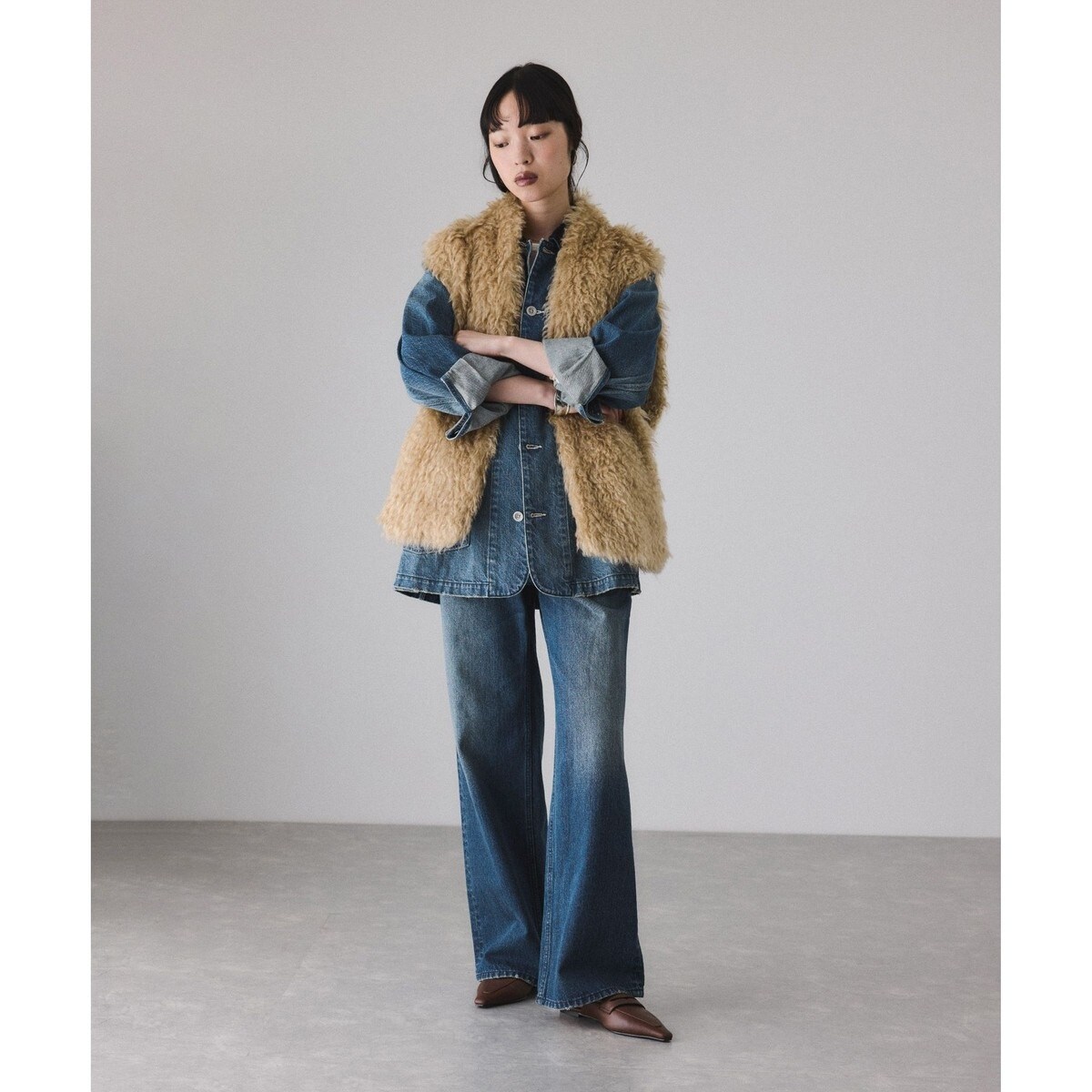 サステナブル】デニム＆カツラギカバーオール | アダムエロペ(ADAM ET