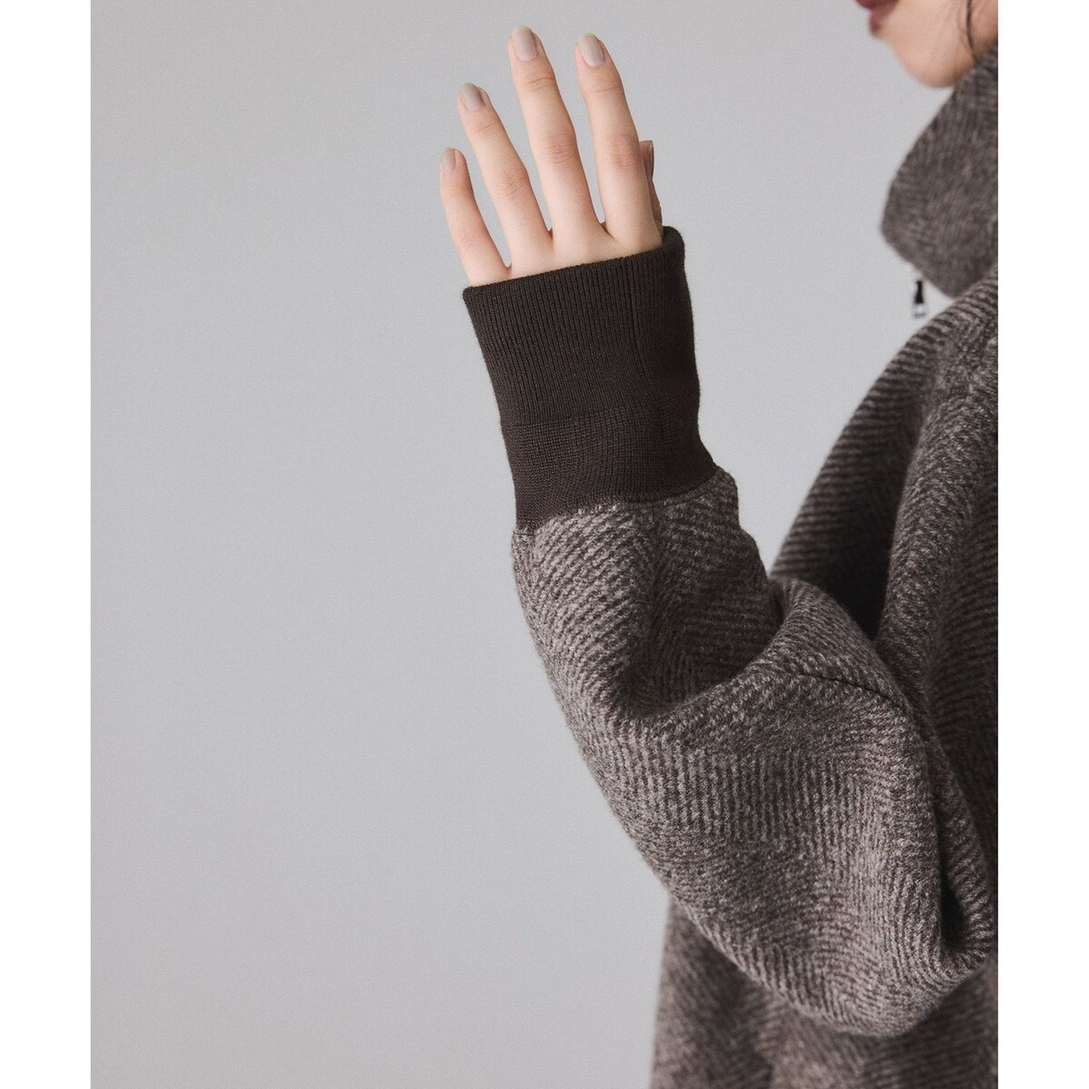 ヘリンボンツイードボンディングコーディガン