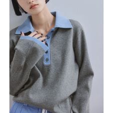 アダムエロペ(ADAM ET ROPE')の【WEB限定】・【サステナブル】バイカラーポロニットプルオーバー