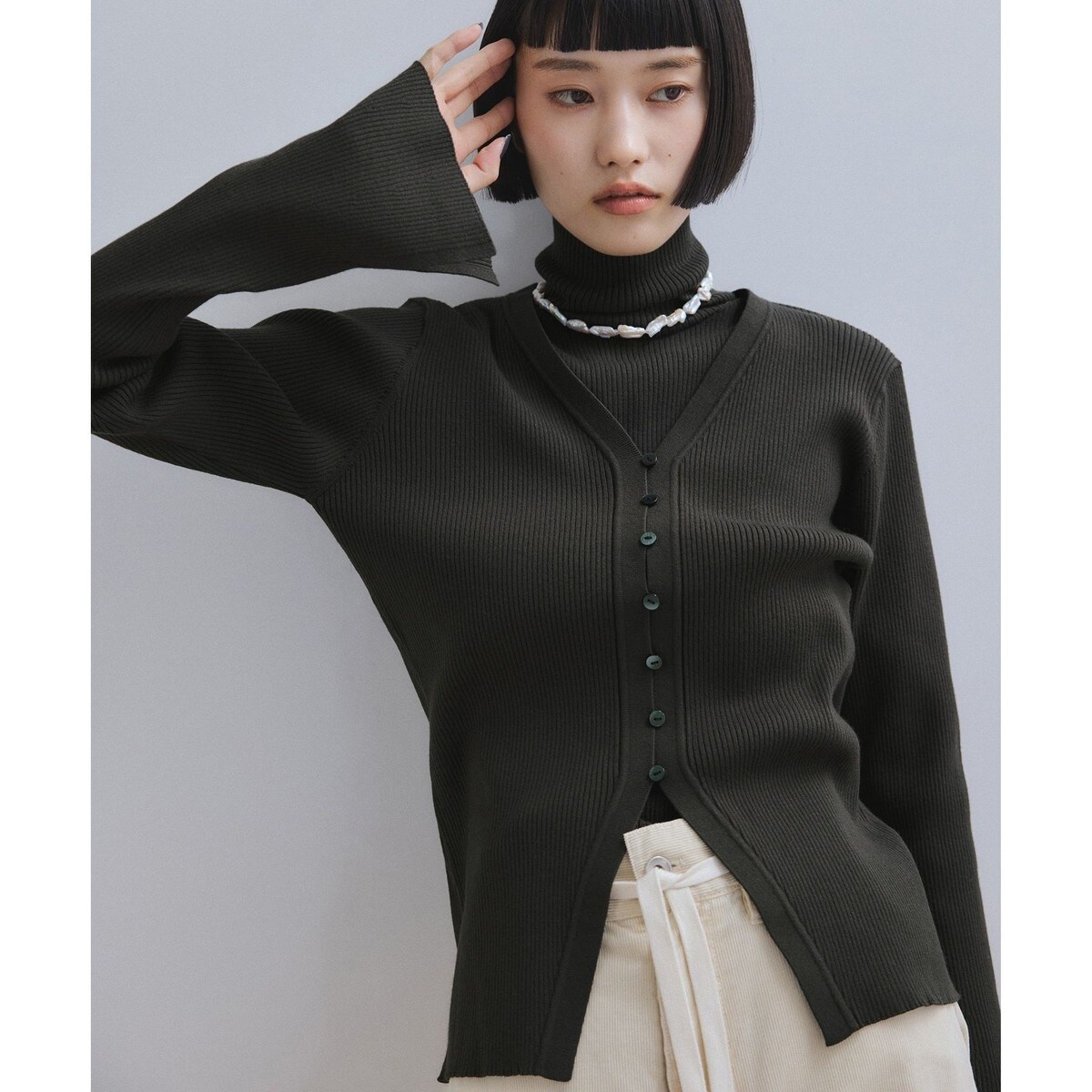 美品！ADAM ET ROPE アダムエロペ ミックスツイードニットカーディガン