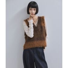 アダムエロペ(ADAM ET ROPE')の【WEB限定】ブラッシュドボーダーベスト