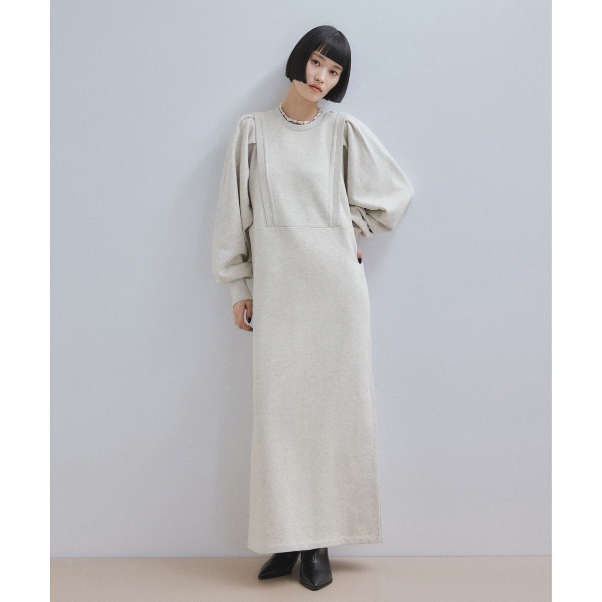 WEB完売商品！バルーンスリーブスウェットワンピース WEB限定】・【サステナブル】バルーンスリーブスウェットワンピース