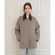 アダムエロペ(ADAM ET ROPE')の【EMOELLE】レザーカラーミドルコート