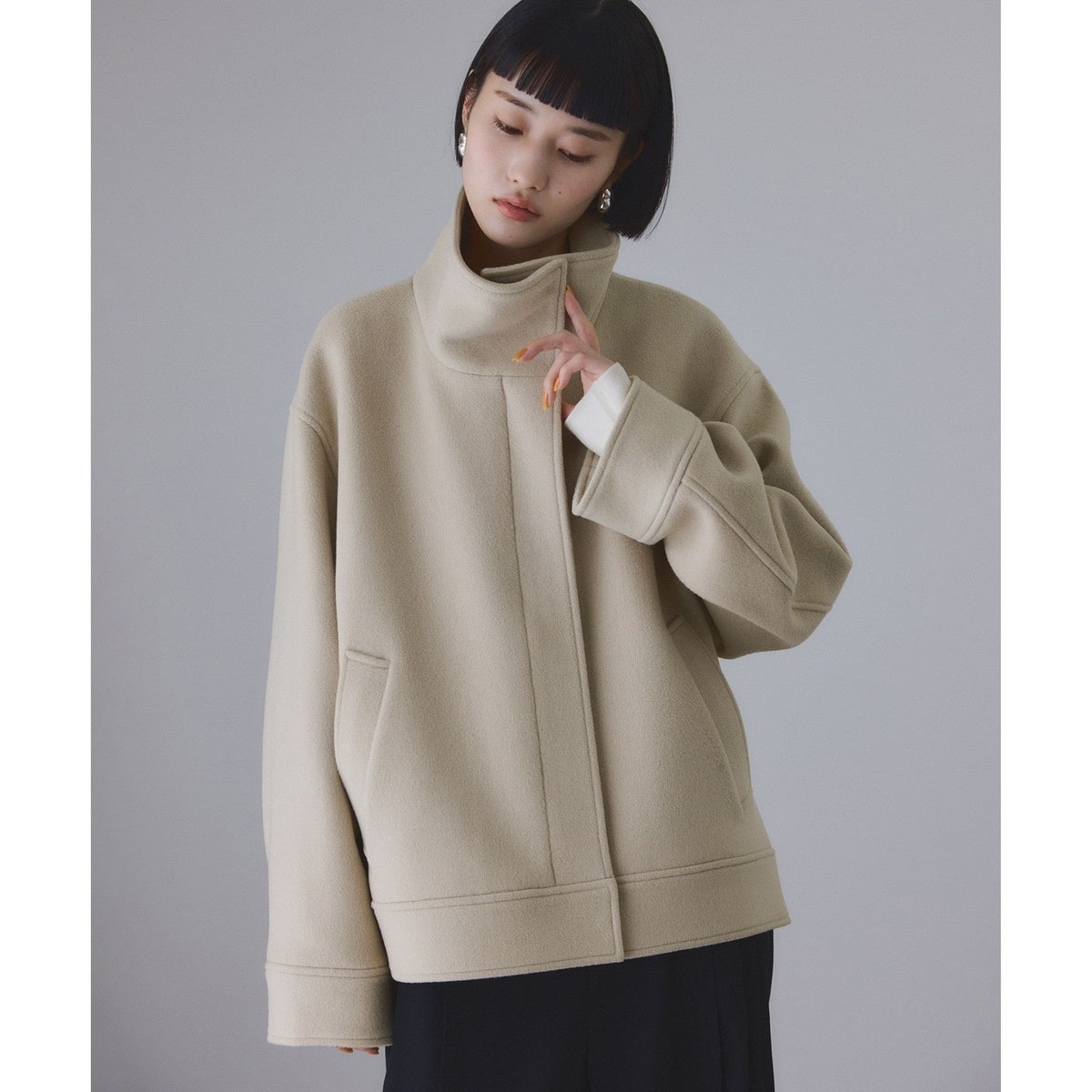 【Yz.】ADAM ET ROPE' ウールオーバージャケットコート ADAM ET ROPÉ HOMME(アダム エ ロペ オム) / 《マフラー付き