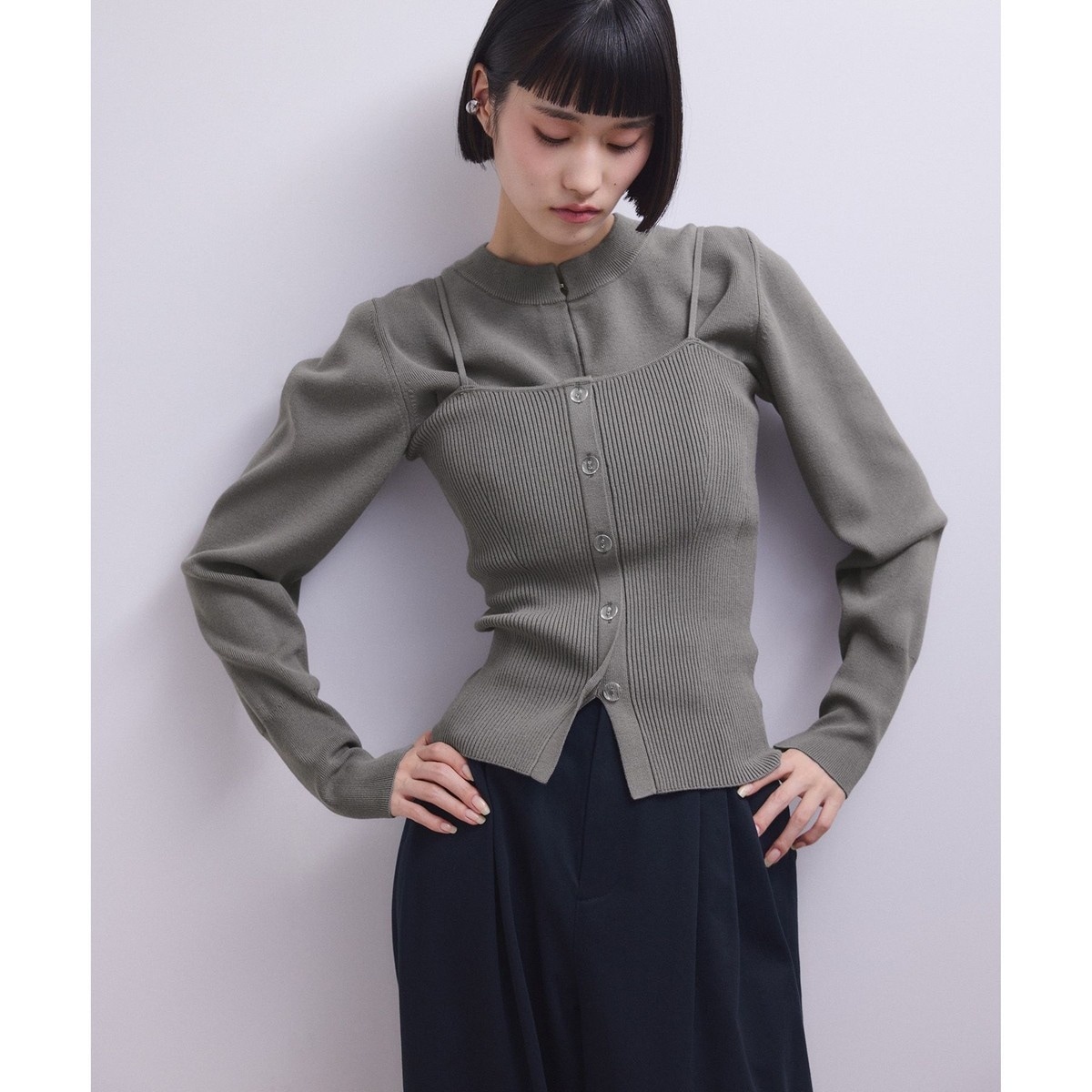 マルチWAYシアートリコットベロアカーディガン | アダムエロペ(ADAM ET