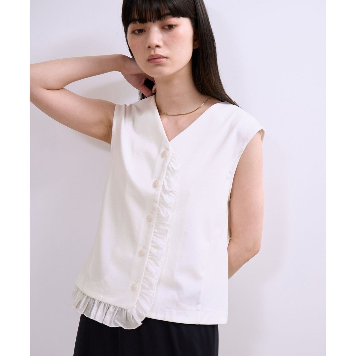 【⭐︎⭐︎⭐︎】アダムエロペ ラッフルコンビスリーブレストップス F ADAM ET ROPE'｜【WEB限定】ラッフルコンビスリーブレストップス