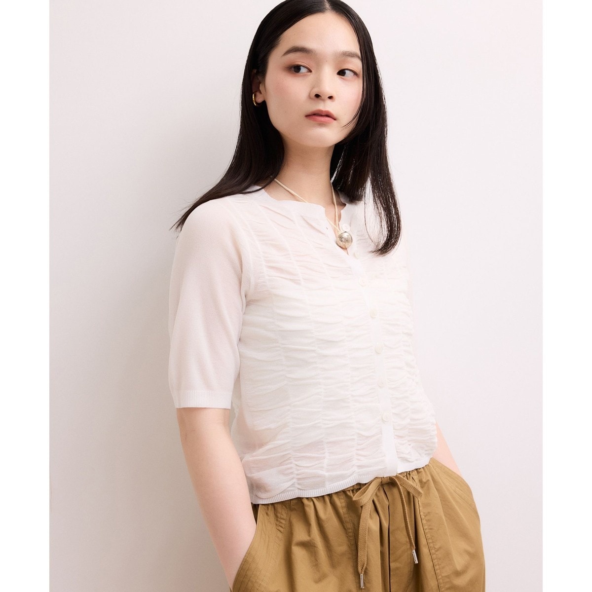 ADAM ET ROPE' FEMMEシャーリングホックカーディガン ADAM ET ROPE' FEMME - ADAM ET ROPE' FEMMEシャーリングホック