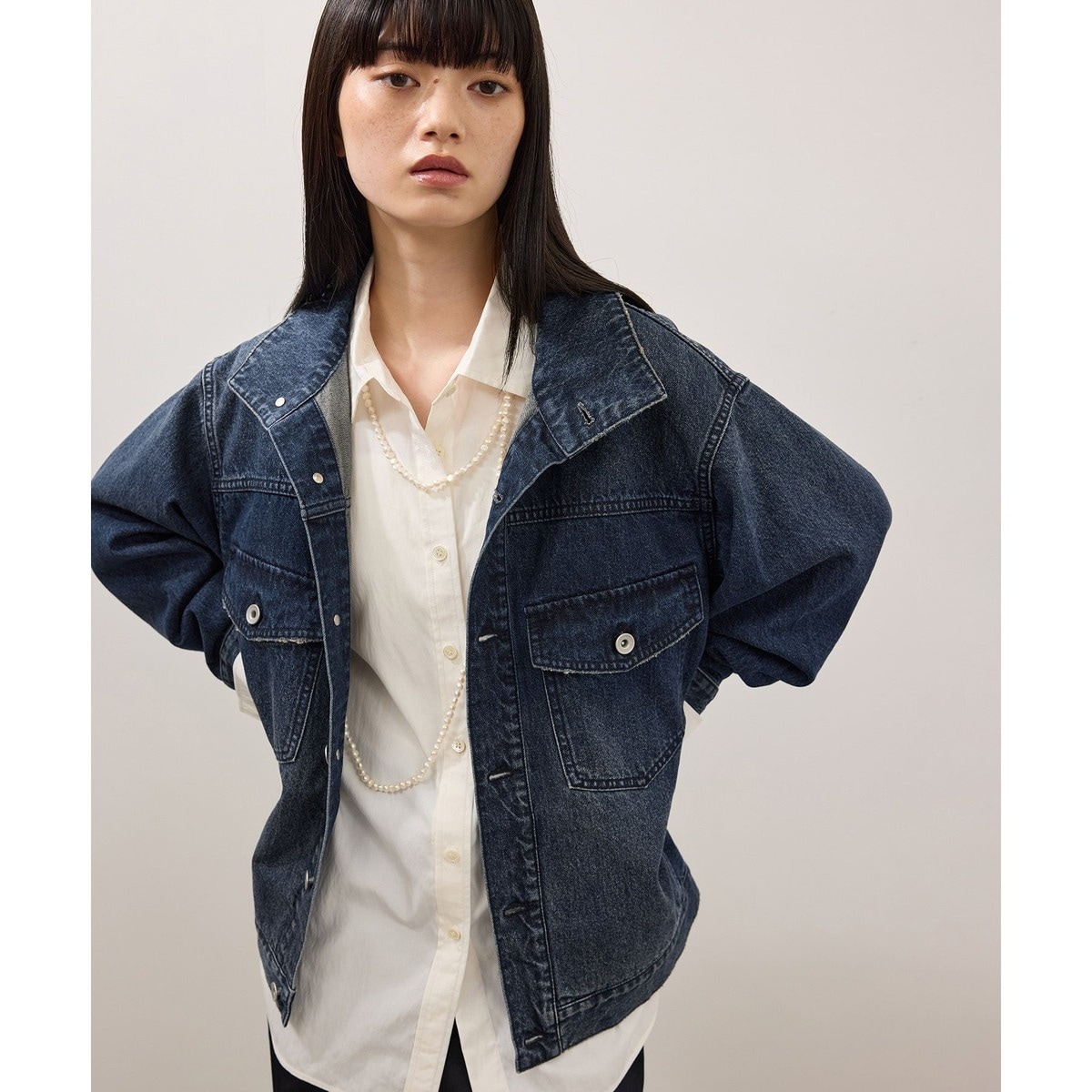 WEB限定】・【定番】スタンドネックデニムジャケット | アダムエロペ