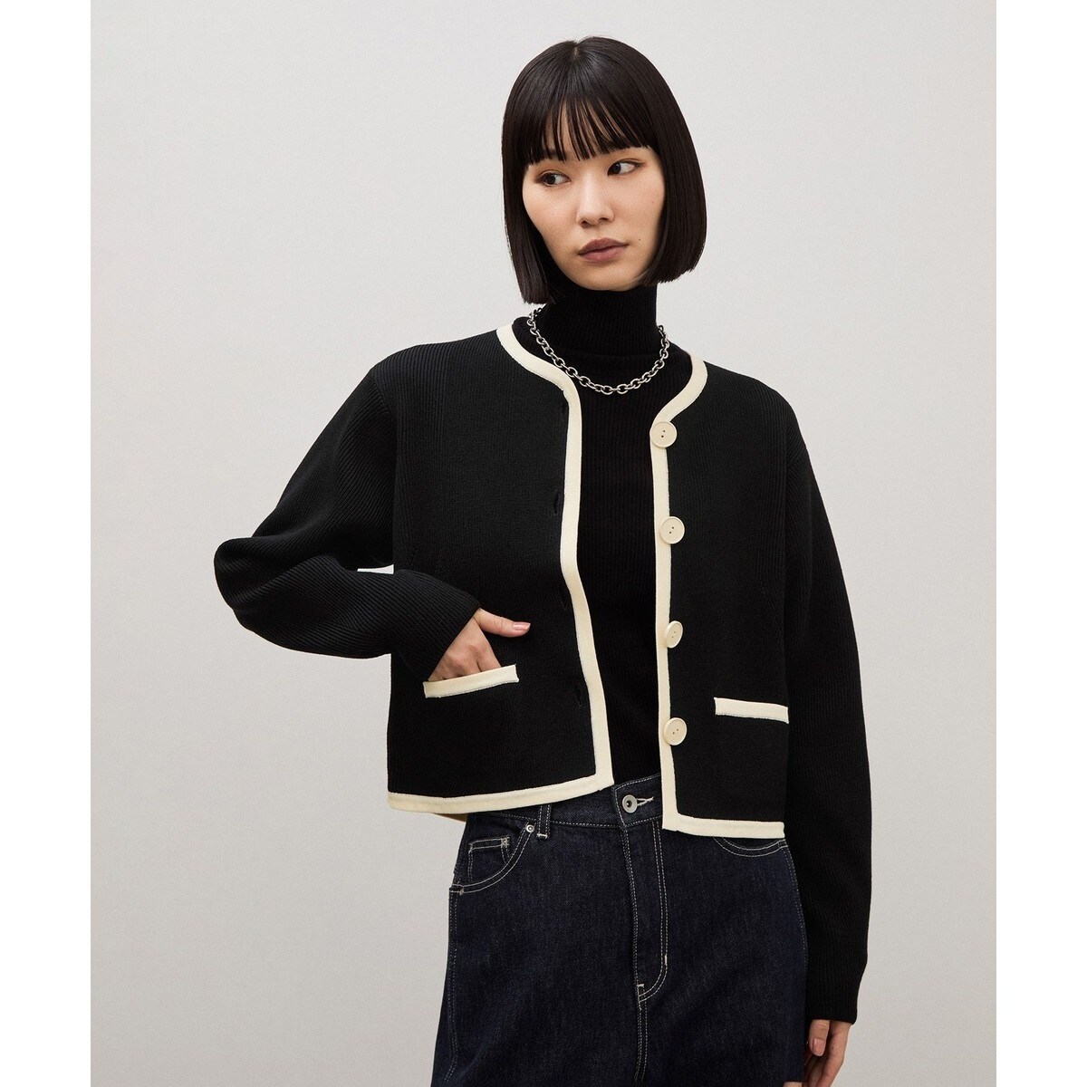 HERMES コンパクトニット ジャケット ホワイト 34 お値下げ WEB限定】コンパクトニットジャケット | アダムエロペ(ADAM ET ROPE