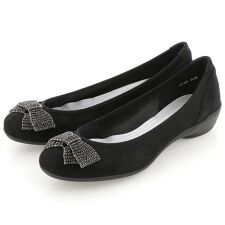 ラインストーンリボンコンフォートパンプス