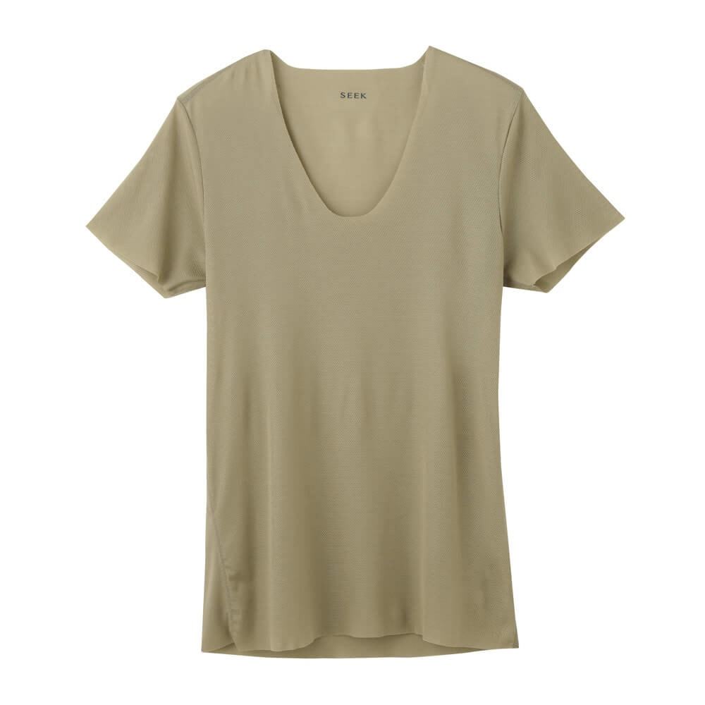 SEEKシーク 【プレミアムライン完全無縫製】U ネックTシャツ ベージュL2枚 プレミアムライン 完全無縫製】VネックTシャツ(V首) EE6014