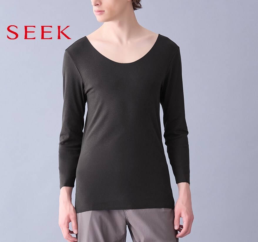 専用【SEEK】 発熱保温襟ぐり広めUネックロングスリーブL 5枚ブラック
