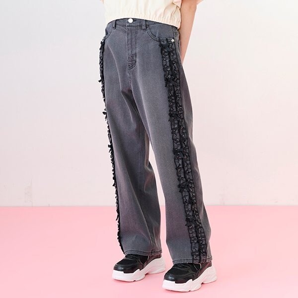 メゾピアノ 黒デニム セットアップ 140cm キッズ服(100cm~) メゾピアノ 黒デニム セットアップ 140cm