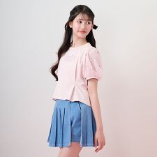 【接触冷感】袖異素材タックTシャツ