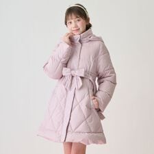 メゾピアノジュニア(mezzo piano junior)の【撥水】リボンベルトつき美シルエットロングダウン