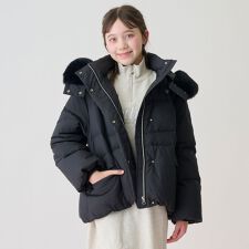 メゾピアノジュニア(mezzo piano junior)の【撥水】暖かファーフーディリサイクルダウンブルゾン