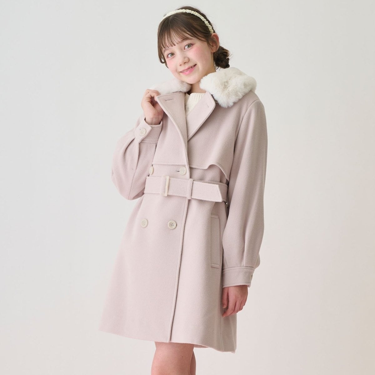 フェイクファー衿つきミドルコート | メゾピアノジュニア(mezzo piano
