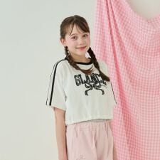 サイドラインレースアップリケTシャツ＆タンクトップセット