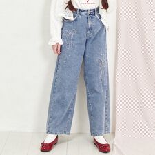 予約/【接触冷感】デニムキラキラワイドパンツ