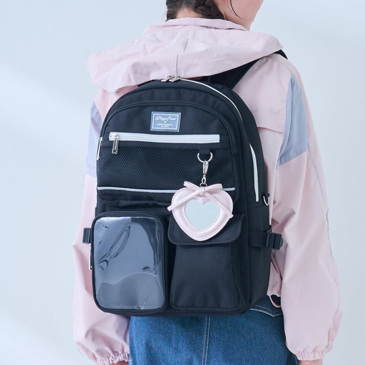 撥水】チャーム付きクリアポケットリュック 20L | メゾピアノジュニア