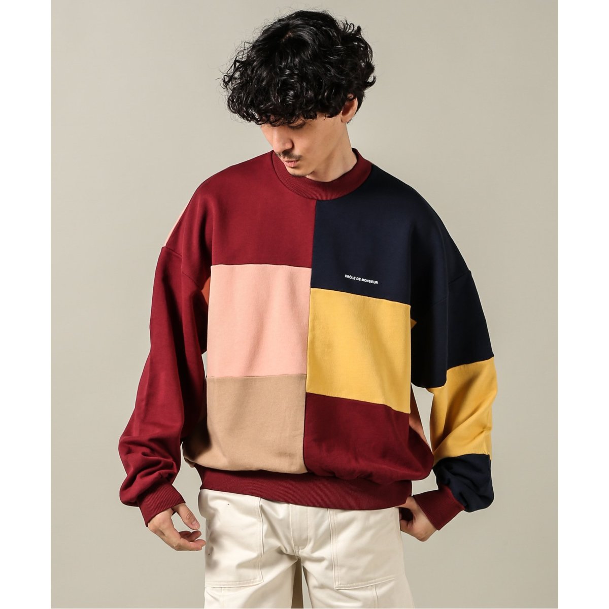 DROLE DE MONSIEUR/ドロール ド ムッシュ】 Color Block スウェット