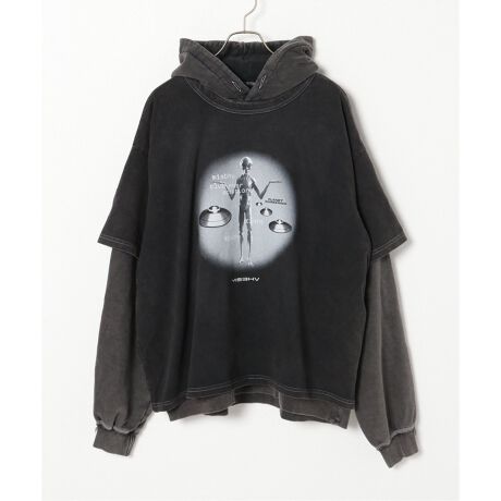 MISBHV/ミスビヘイブ】WASHED BLACK ALIEN フードパーカー  