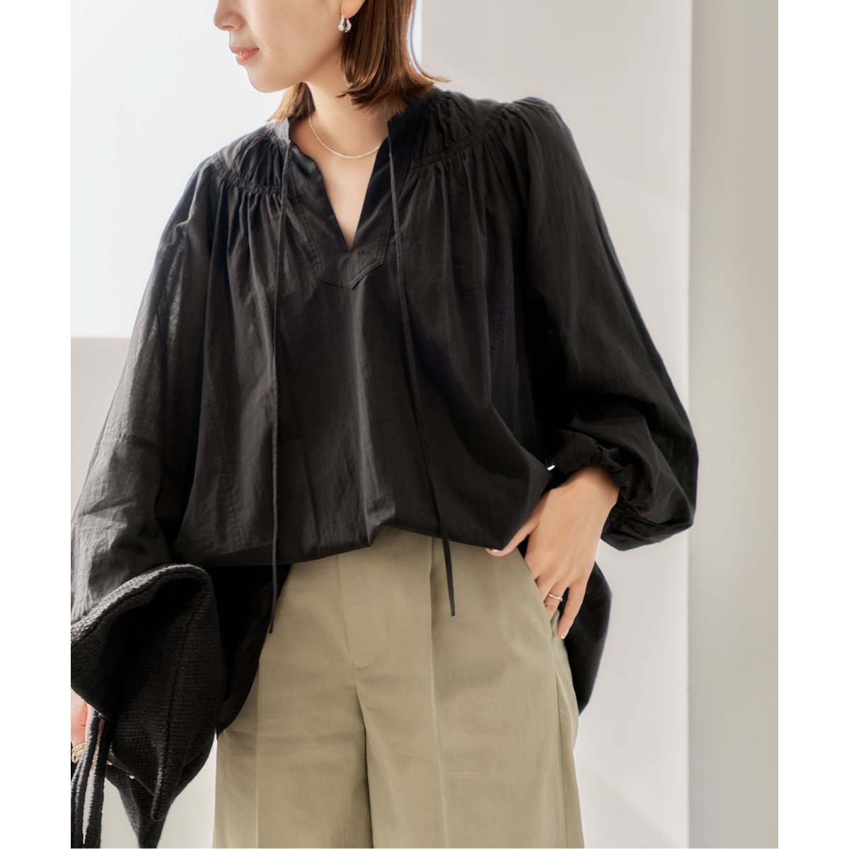 JOURNAL STANDARD コットンボイルブラウス　グリーン　F JOURNAL STANDARD ブラウス シャツ ラッフルカラーコットン