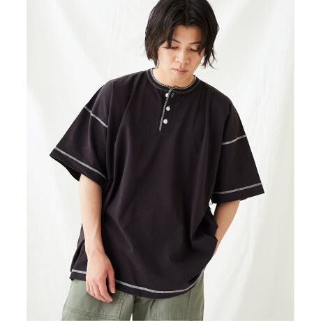 Healthknit×JOURNAL STANDARD】別注 ヘンリーネック Tシャツ”染め 