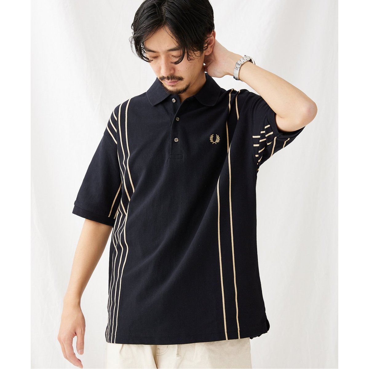 FRED PERRY/フレッドペリー別注】ストライプ襟付シャツ