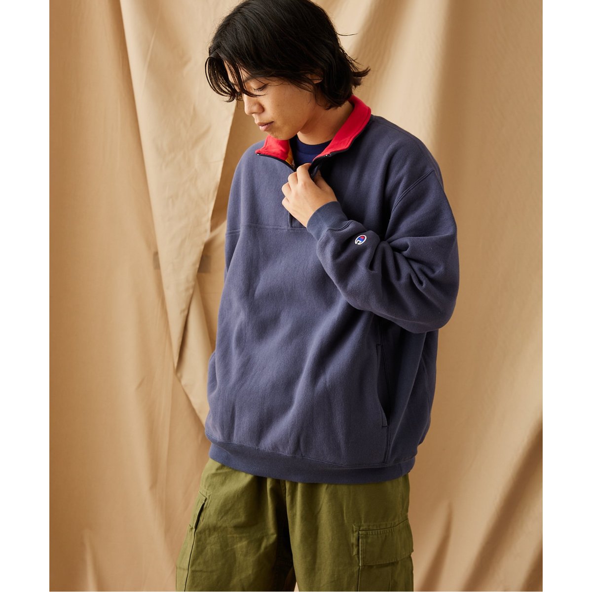 Champion × JS by SUPER MARKET】別注 ハーフジップ スウェット