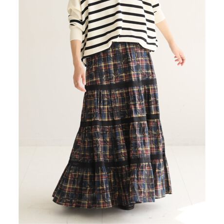 SARA MALLIKA/サラマリカ】CHECK FLOWER PRT SKIRT：スカート  