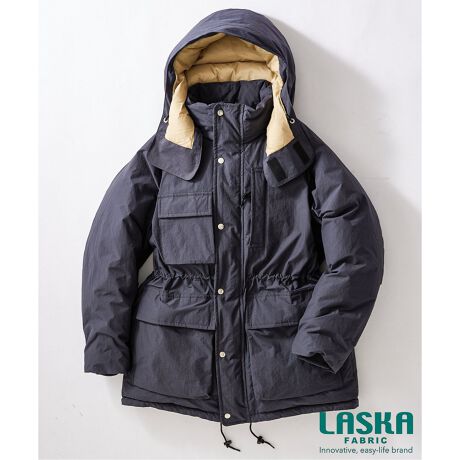 LASKA RETRO/ラスカ レトロ】ナイロンコットン ダウン リブジャケット  