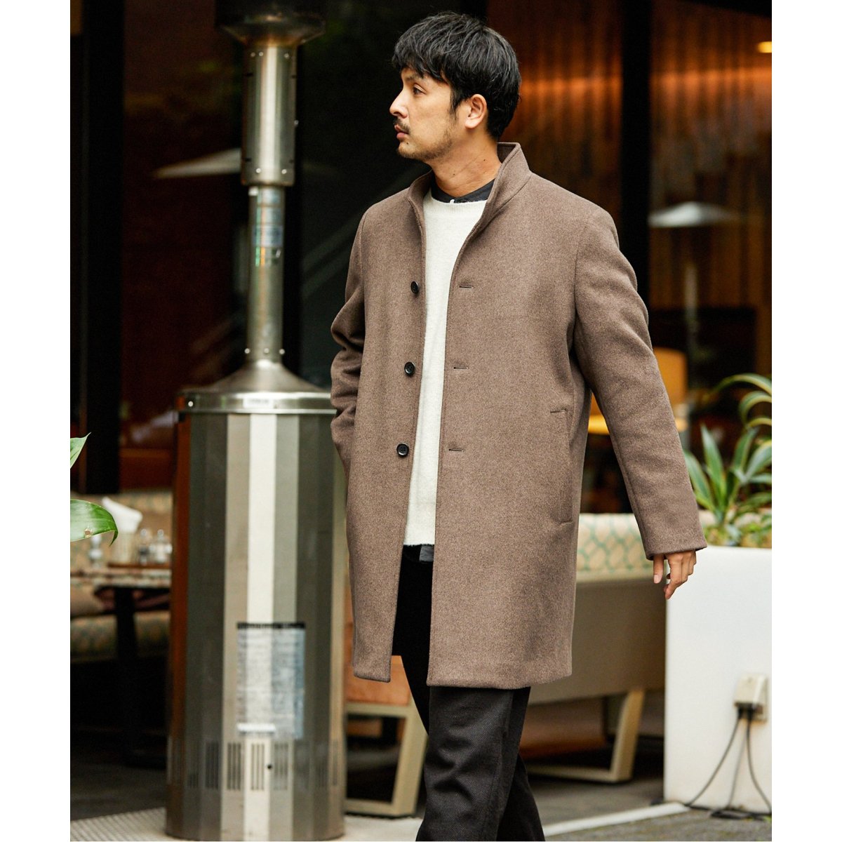 ★ジャッキー★JOURNAL STANDARDウールチェスターコート カーキー ウール100％ 国産チェスターコート ブラック/カーキ