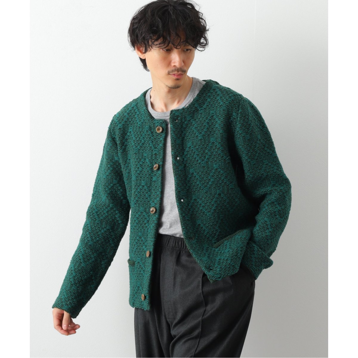 FRANK LEDER/フランクリーダー】HAND KNITTED WOOL C/N CARDIG