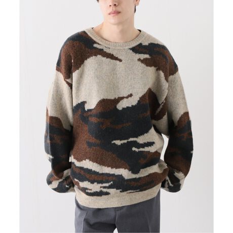 YAK WOOL BLEND】ジャガード カモ柄 クルーネックニット | ジャーナル 