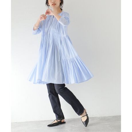 MERLETTE/マーレット】MARTEL PLEATED CHAMBRAY:ワンピース  