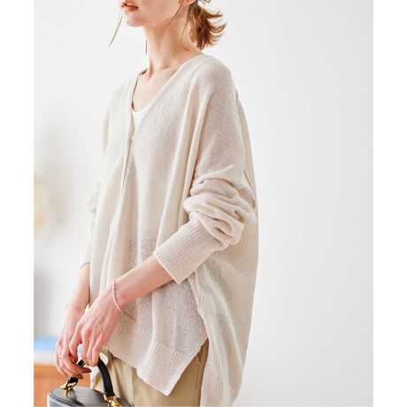 24年✨ JOURNAL STANDARD ペーパーヤーンVネックカーディガン ペーパー  