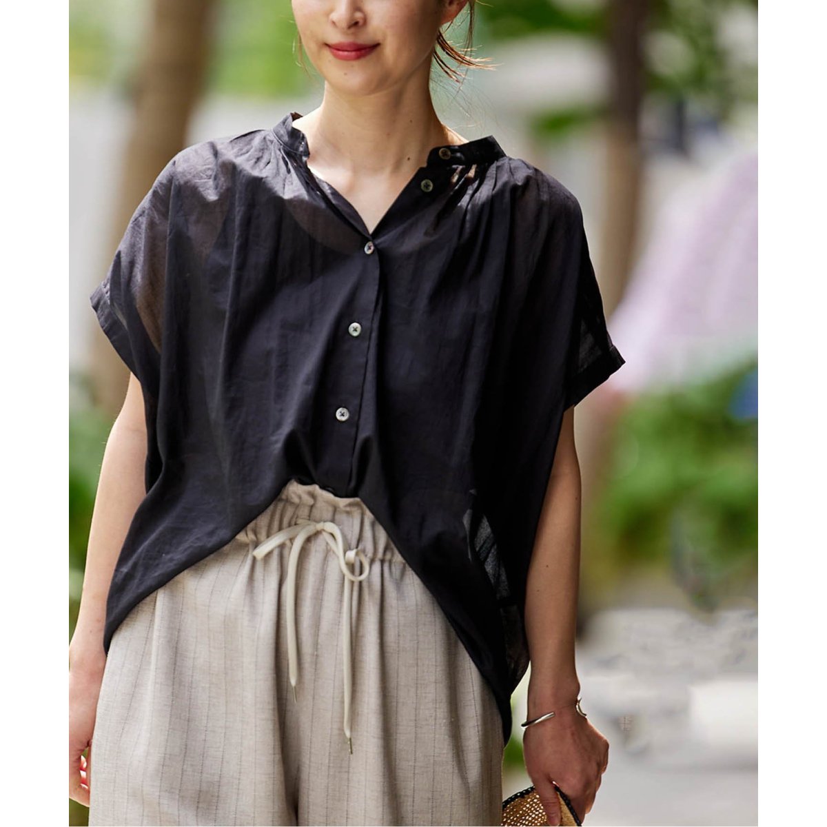 JOURNAL STANDARD 80ローンタックボリュームシャツ 白×黒 JOURNAL STANDARD｜《WEB限定追加》80ローンタックボリューム