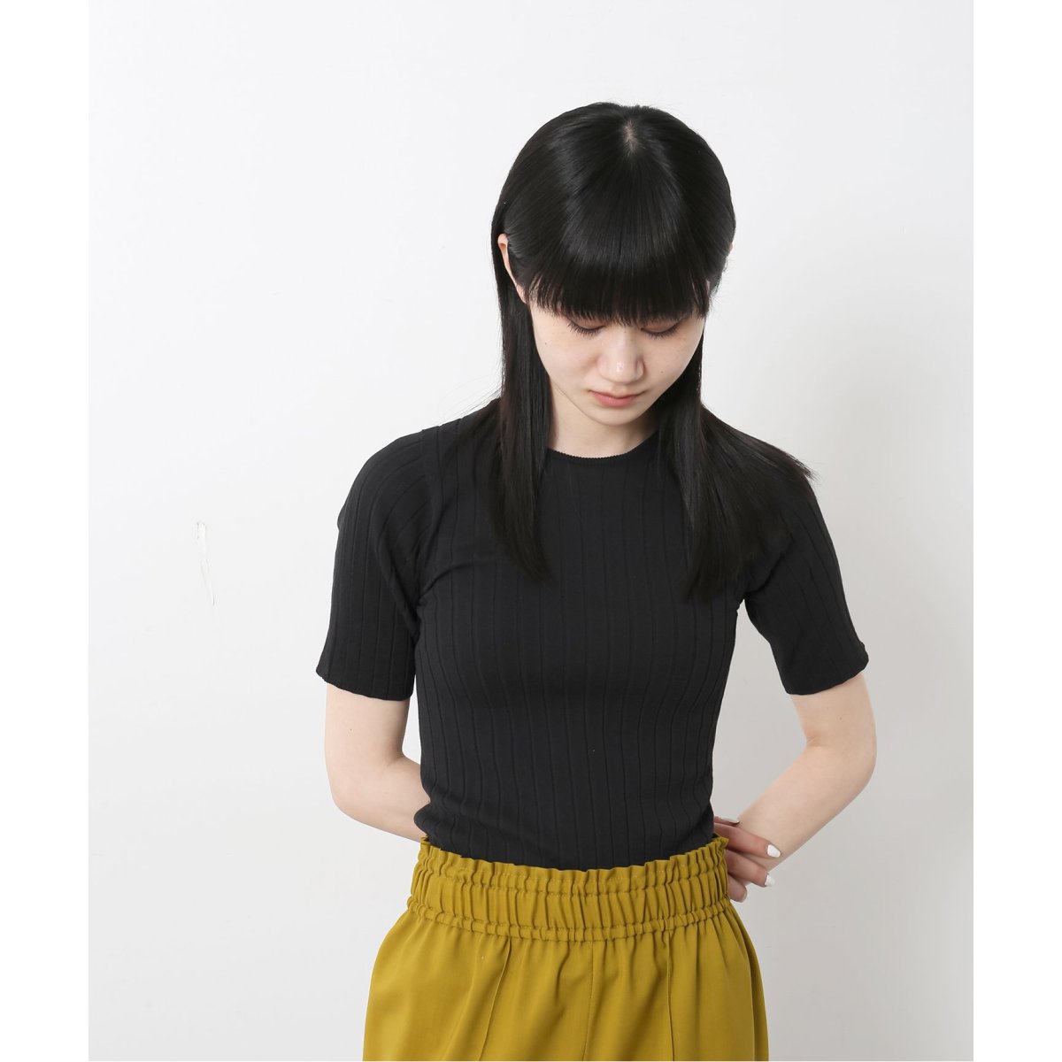 【POSTELEGANT/ポステレガント】cottonwideribknittee