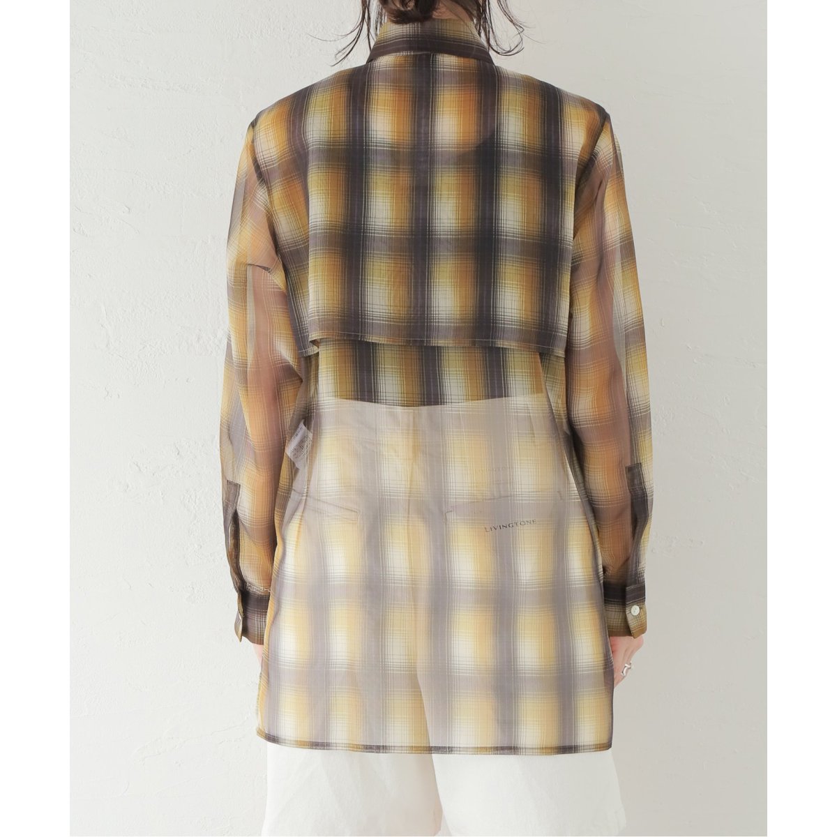 MIOSMOKEY/ミオズモーキー】PLAID SHEER LAYERED ST:シャツ