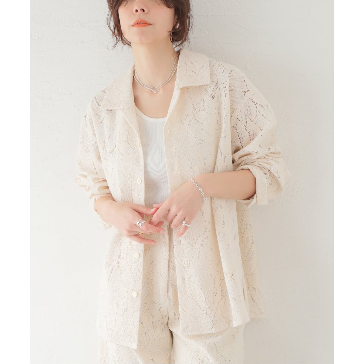 CLANE/クラネ】CURTAIN LACE SLIT SHIRT：シャツ | ジャーナル