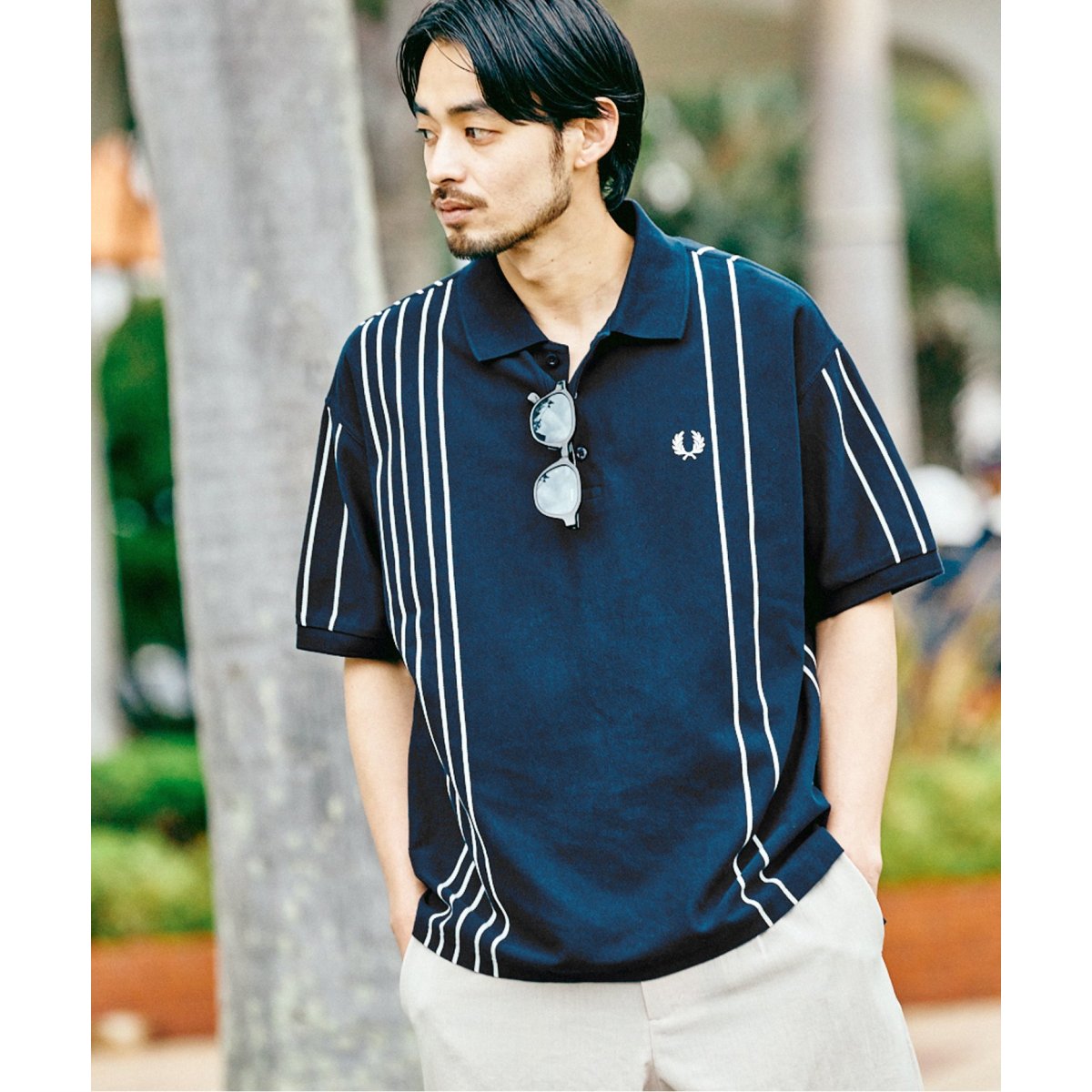 FRED PERRY for JOURNAL STANDARD】別注 ストライプ ピケポロシャツ