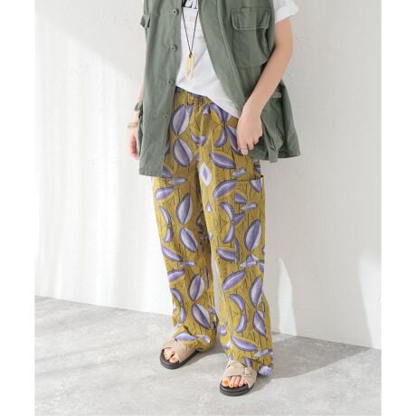 SARA MALLIKA/サラマリカ】CTN AFRICAN PRT TUCK PANTS：パンツ  