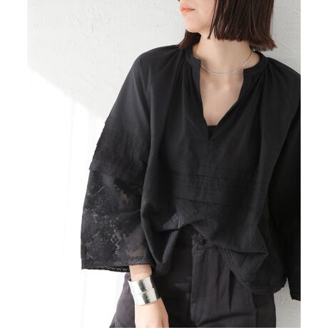 SARA MALLIKA/サラマリカ】C.LINEN JOINT LACE TOP：ブラウス 