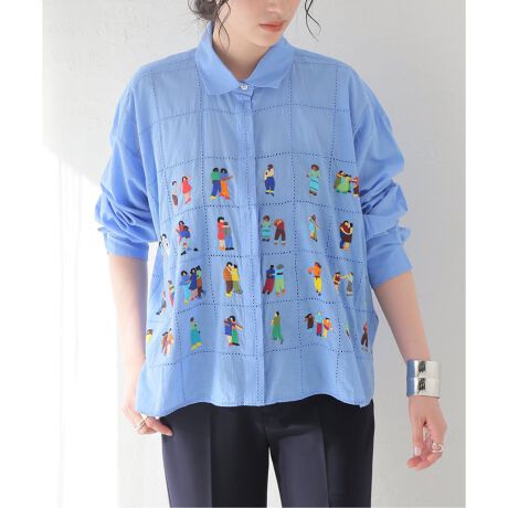 Mii / ミイ】 HANDEMBROIDERED COTTON SHIRT：シャツ 