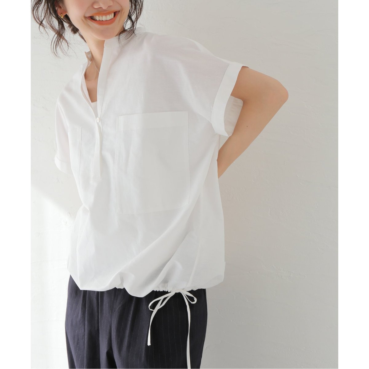 ハードマンズリネンコットンフレンチスリーブスキッパーシャツ