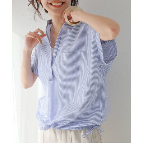 ハードマンズリネンコットンフレンチスリーブスキッパーシャツ  